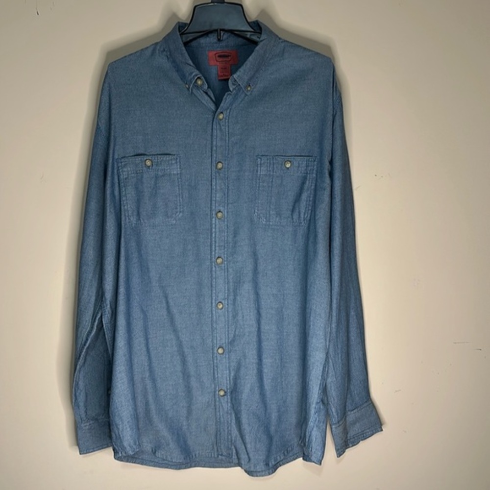 Men’s XLT blue button long sleeve western preppy shirt